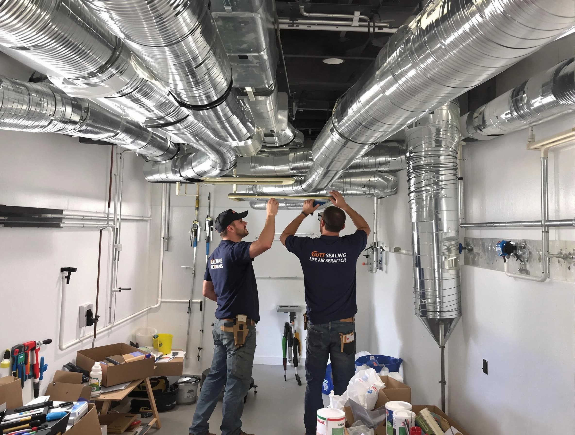 Rialto Air Duct Cleaning technician applying professional duct sealing solutions in Rialto