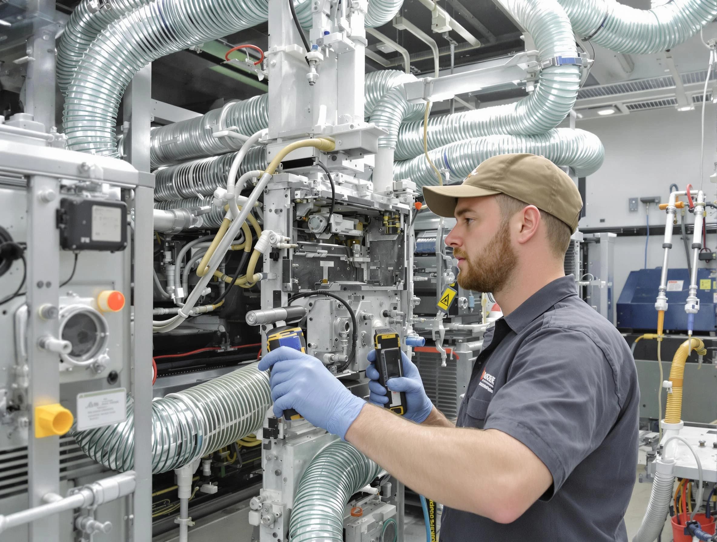 Rialto Air Duct Cleaning technician performing precision commercial coil cleaning at a business facility in Rialto