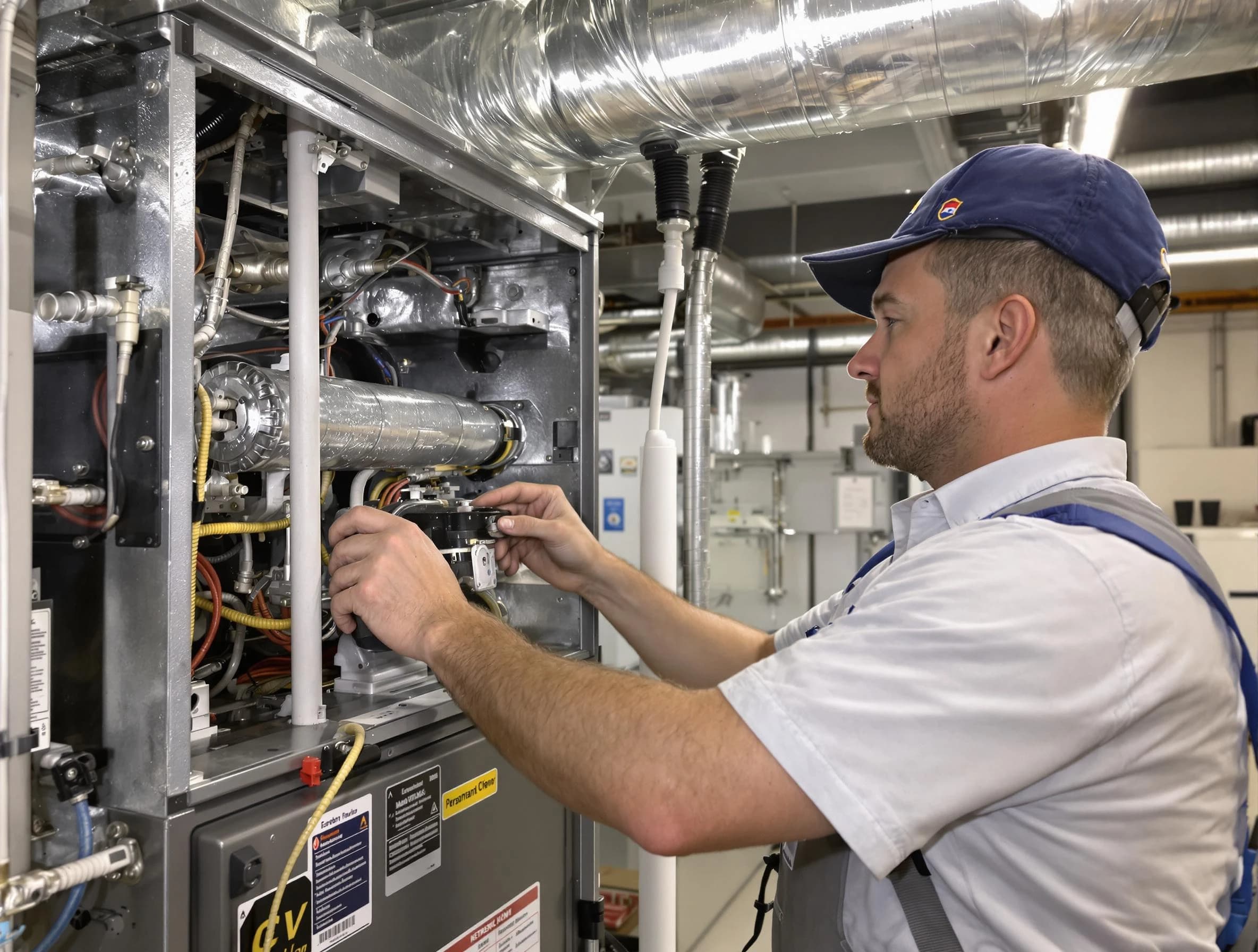 Rialto Air Duct Cleaning specialist performing thorough furnace duct cleaning to improve heating efficiency in Rialto