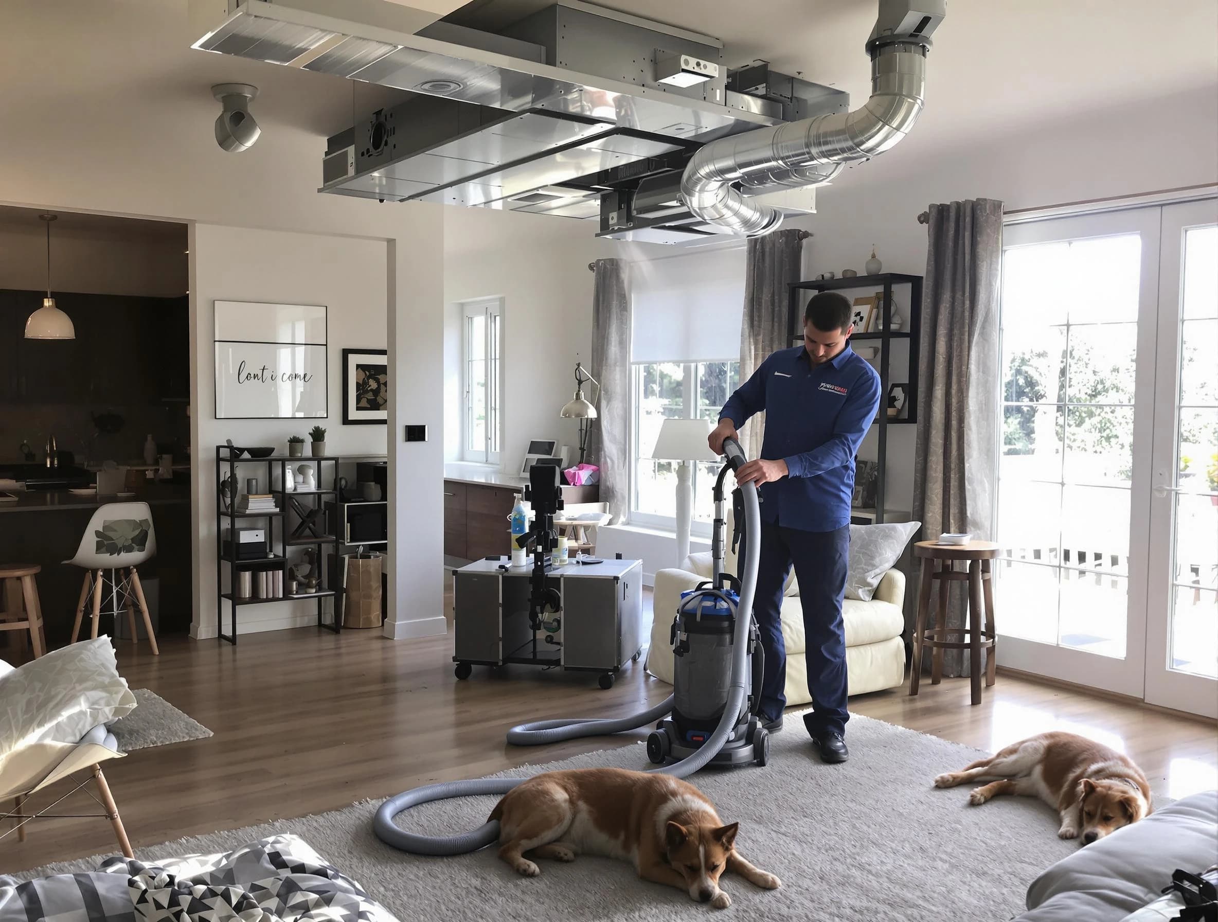 Rialto Air Duct Cleaning technician performing detailed indoor duct cleaning for improved air quality in Rialto